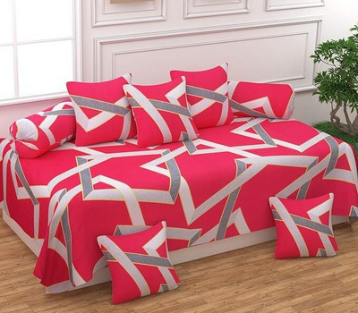 ARDM Cotton Geometric Diwan Set(Pink)