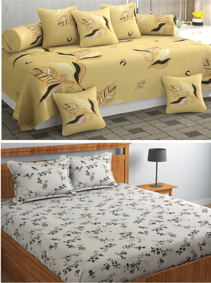 Hetvik home decor Polycotton Abstract Diwan Set(Grey)