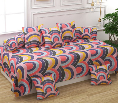 Hetvik home decor Polycotton Abstract Diwan Set(Multicolor)