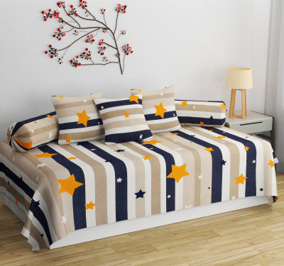 Apala Polycotton Striped Diwan Set(White)