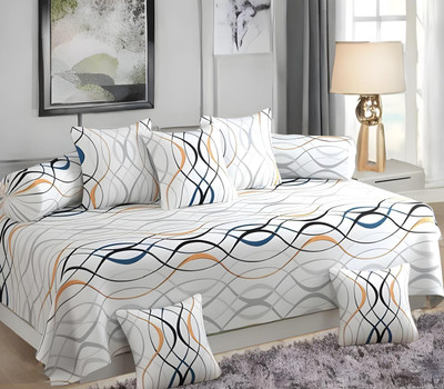 Shrey Traders Polycotton Geometric Diwan Set(Multicolor)