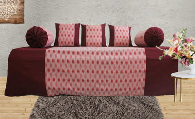 Dekor World Cotton Abstract Diwan Set(Maroon)