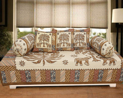 Texstylers Cotton Abstract Diwan Set(Multicolor)