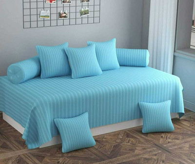 achyuta creation Cotton Striped Diwan Set(Light Blue)