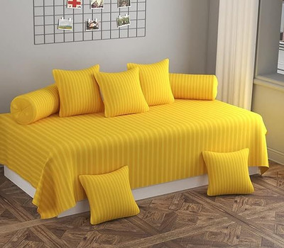 Harbell Home Cotton Striped Diwan Set(Yellow)