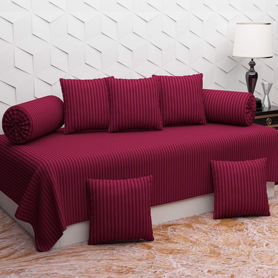 BEVI Cotton Striped Diwan Set(Red)