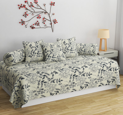 HIDECOR Cotton Abstract Diwan Set(White)
