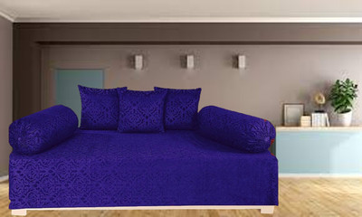 Home Stylish Velvet Damask Diwan Set(Blue)