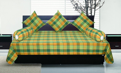 New Ladies Zone Cotton Checkered Diwan Set(Green)