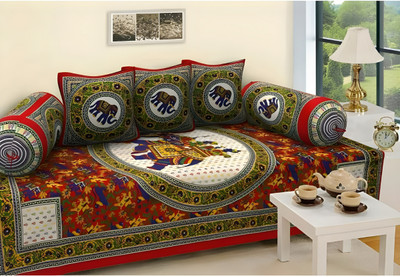 UrbanArts Cotton Abstract Diwan Set(Multicolor)