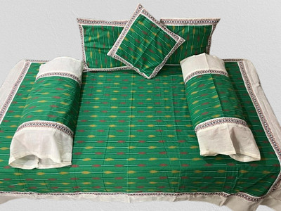 acns Cotton Damask Diwan Set(Green, Green)