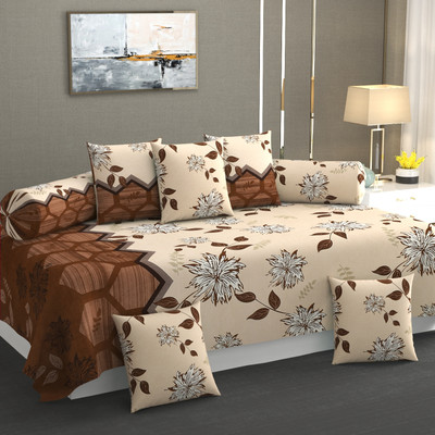 Shri Paras Traders Polycotton Abstract Diwan Set(Brown, Multicolor)