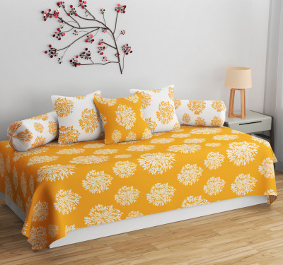 LOPUNNY Polycotton Polka Diwan Set(Yellow)