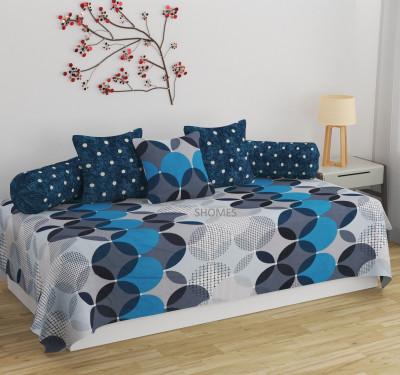 STEDO Cotton Floral Diwan Set(Blue)