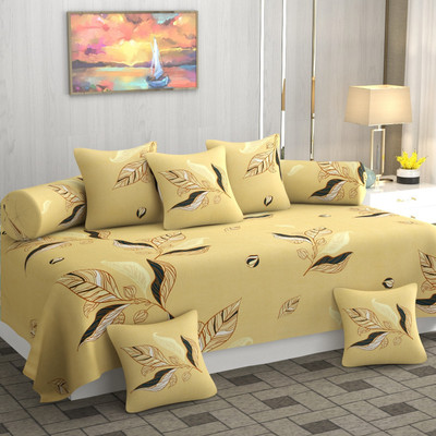 Zayva Home Polycotton Abstract Diwan Set(Brown)