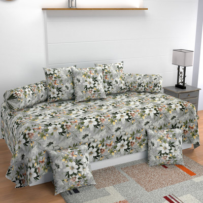 MANIQATEX Cotton Floral Diwan Set(Multicolor)