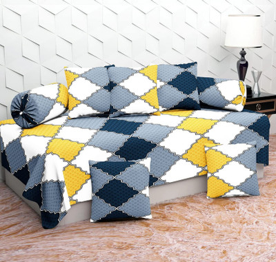 jyotaksh Cotton Checkered Diwan Set(Beige)