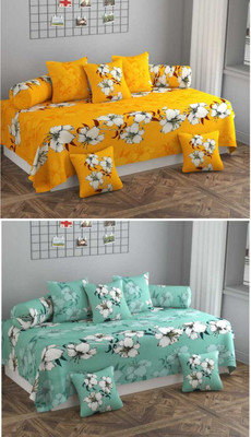 XMBUG Polycotton Floral Diwan Set(Multicolor)