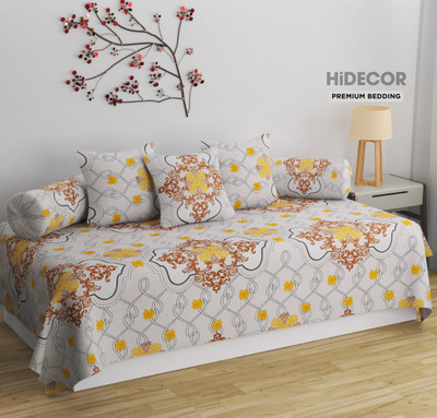 HIDECOR Cotton Abstract Diwan Set(Multicolor)