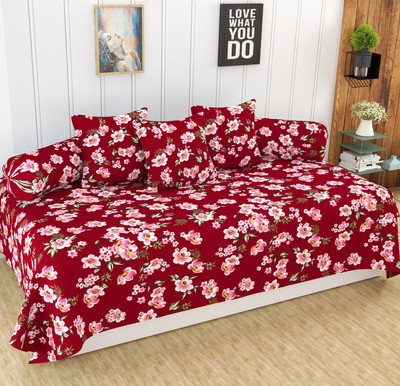 FOREVER FURNISH Polycotton Floral Diwan Set(Red)