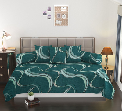 MANIQATEX Cotton Abstract Diwan Set(Green)