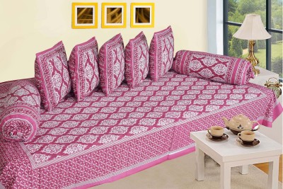 TENFIT Cotton Abstract Diwan Set(Pink)