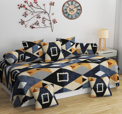 CLIDE Cotton Abstract Diwan Set(Multicolor)