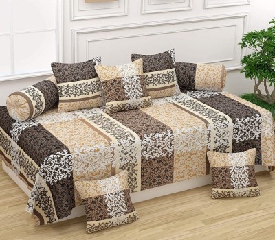 SGJ Polycotton Damask Diwan Set(Brown)