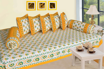 SkyKross Cotton Floral Diwan Set(Multicolor)