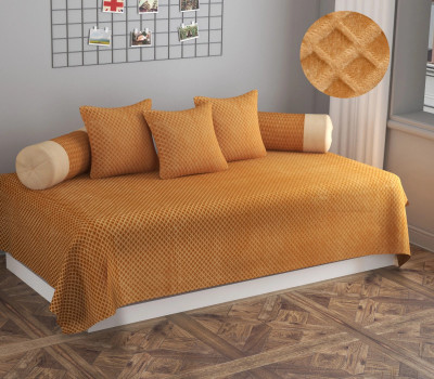 MHF Velvet Checkered Diwan Set(Gold)