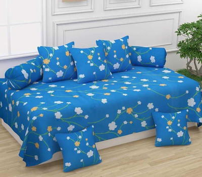 GEET TRADER Polycotton Floral Diwan Set(Blue)