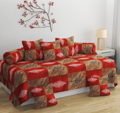 BROMWICK Cotton Floral Diwan Set(Red)