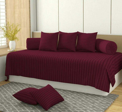 NeLeo Polycotton Striped Diwan Set(Purple)