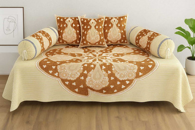 OMRUDRA Cotton Abstract Diwan Set(Multicolor)