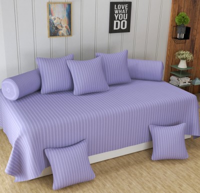Homefab India Cotton Striped Diwan Set(Purple)