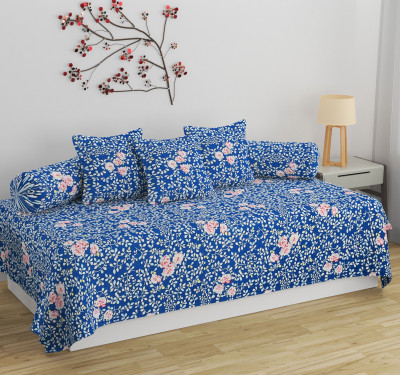 SHOMES Cotton Floral Diwan Set(Blue)