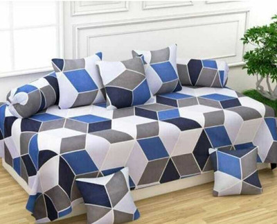 CottonDreamz Polycotton Geometric Diwan Set(Multicolor)