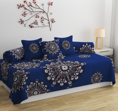 Apala Cotton Floral Diwan Set(Blue)