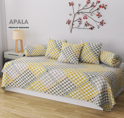 Apala Cotton Abstract Diwan Set(Yellow)