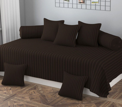 JAYIND Satin Striped Diwan Set(Brown)