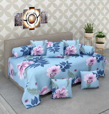 Newigi Polycotton Floral Diwan Set(Multicolor)