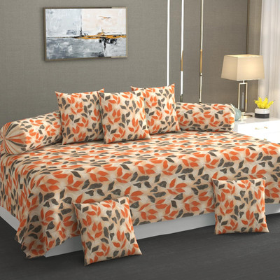 The Intellect bazaar Polycotton Floral Diwan Set(Orange)