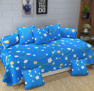 CHHILAKIYA Polycotton Floral Diwan Set(Blue)