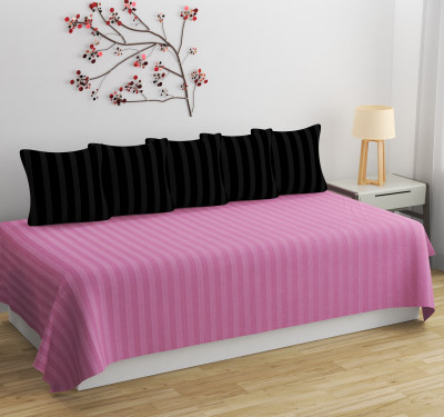 BROMWICK Cotton Striped Diwan Set(Black)