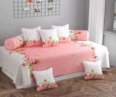 CottonDreamz Cotton Floral Diwan Set(Pink)