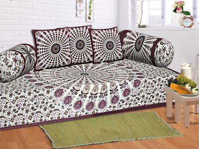 Texstylers Cotton Abstract Diwan Set(Maroon)