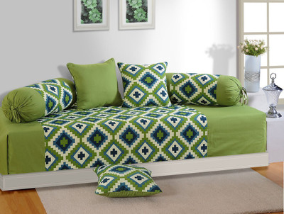 SWAYAM Cotton Geometric Diwan Set(Multicolor)
