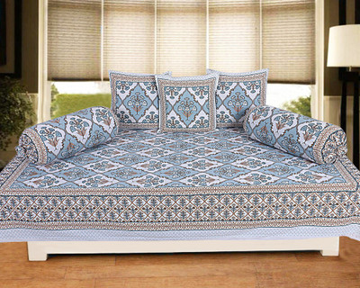 Go Texstylers Cotton Abstract Diwan Set(Multicolor)