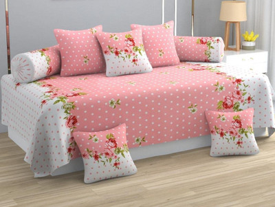 asha traders Cotton Floral Diwan Set(Pink)