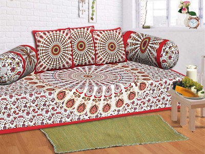 Texstylers Cotton Abstract Diwan Set(Red)